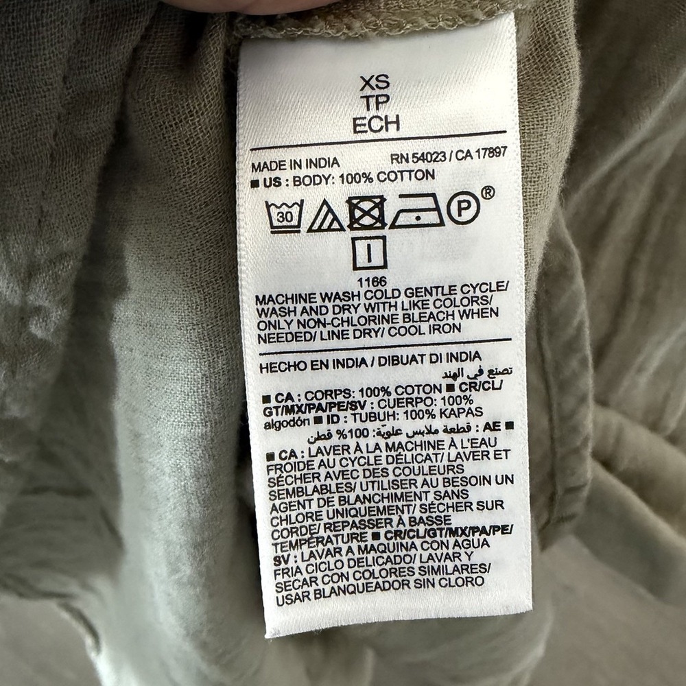 Old Navy NWT‎ 100% Cotton Gauze Olive Green Pocket Boho Lagenlook Maxi Dress XS - Picture 6 of 7